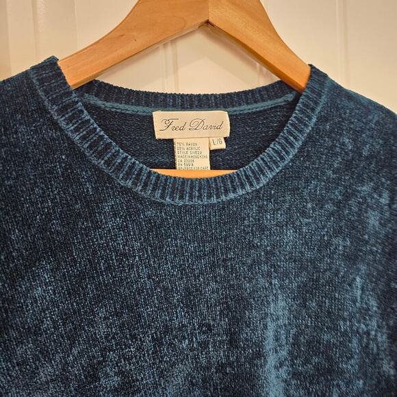 Fred David Vintage Y2K Sweater Womens Large Blue Knit Boho Retro Soft Indie Cozy - Picture 3 of 8